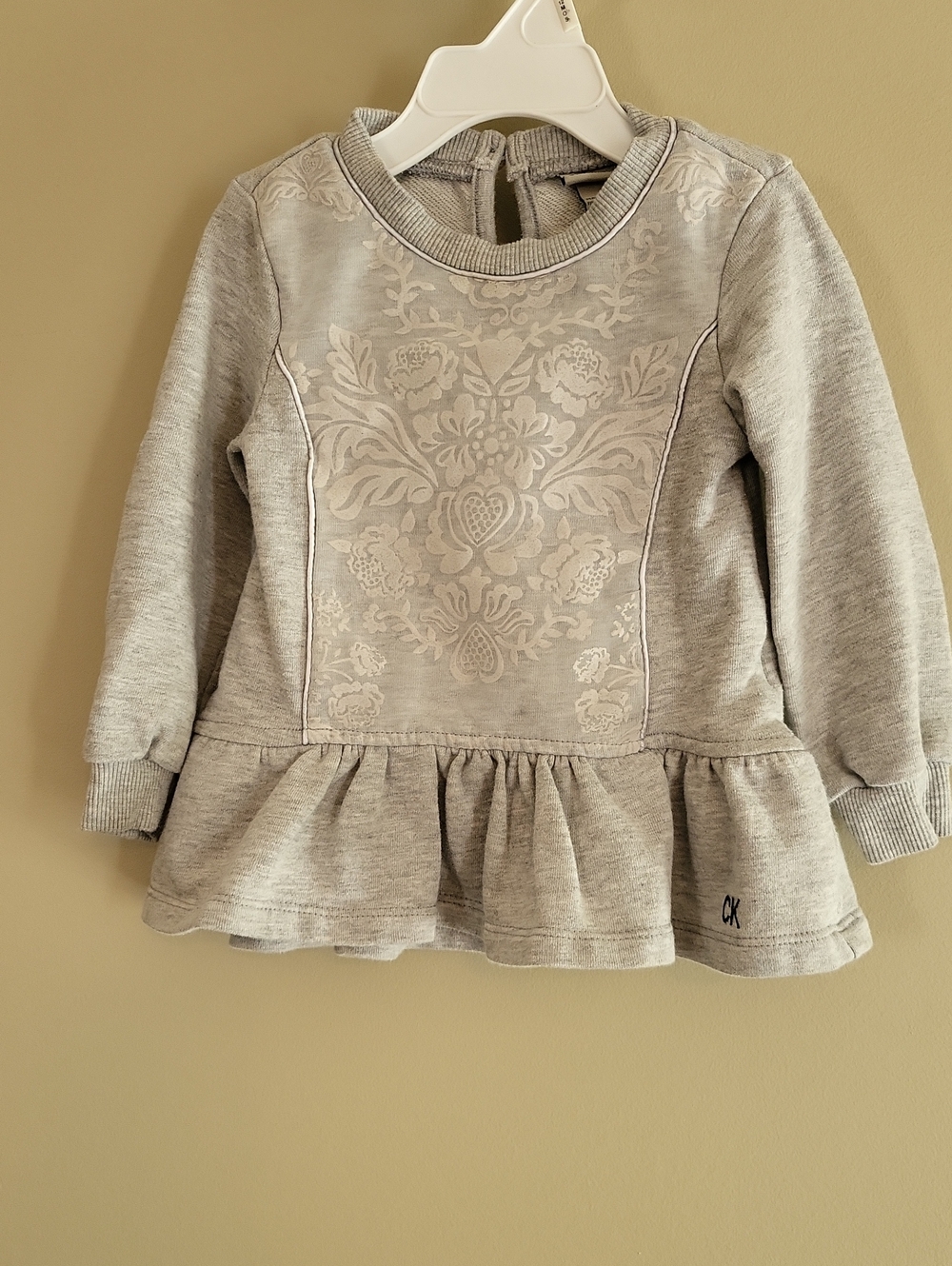 Calvin Klein light grey floral peplum sweatshirt